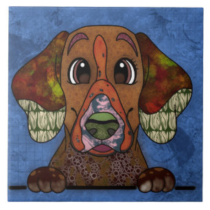 English Pointer ugly dog face Ceramic Tile