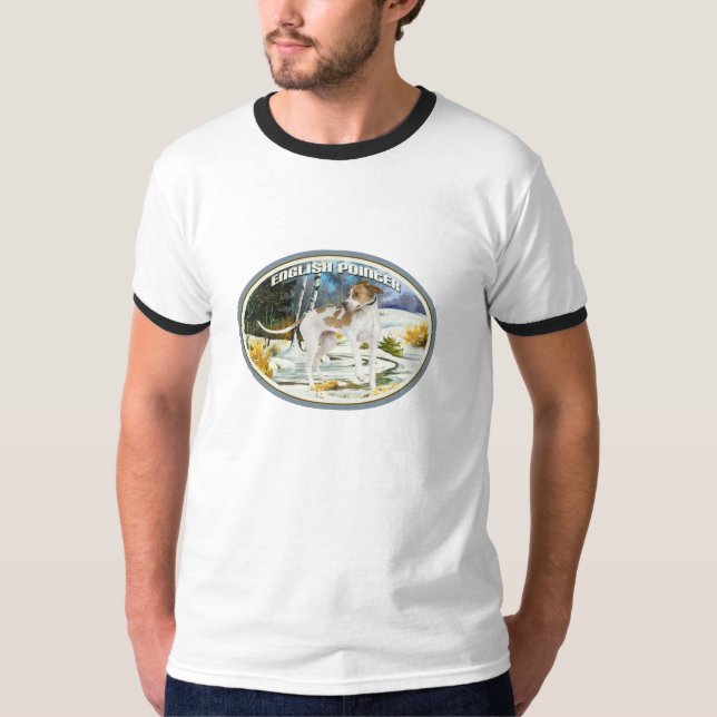 English Pointer winter scene  shirt (Front)