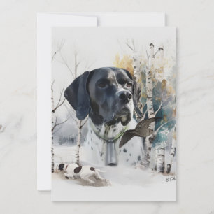 English Pointer , Woodcock Hunting Season , Art Invitation