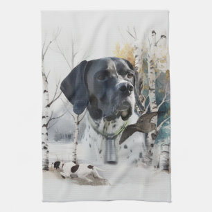 English Pointer , Woodcock Hunting Season , Art Tea Towel