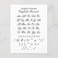 English Pressed - Zazzle Font Sampler Sheet