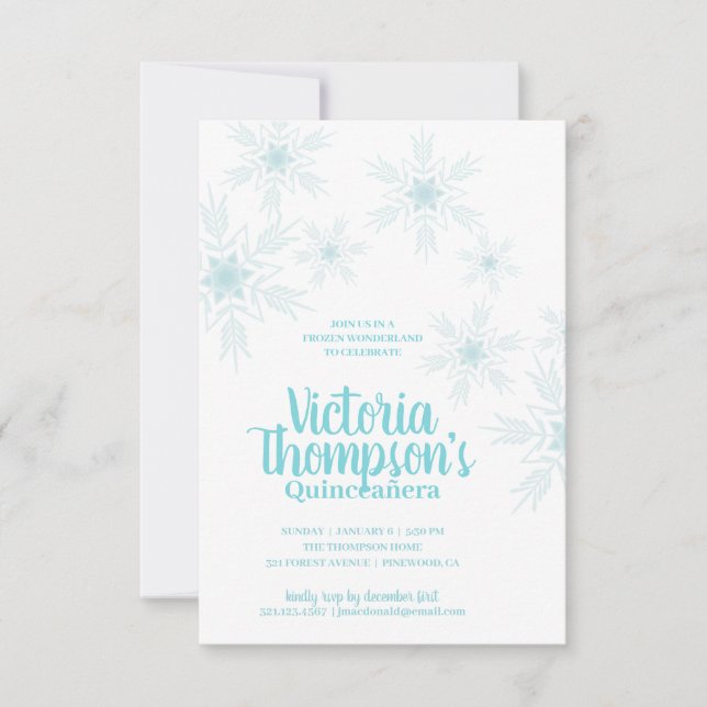 ENGLISH quinceañera WINTER WONDERLAND birthday Invitation (Front)
