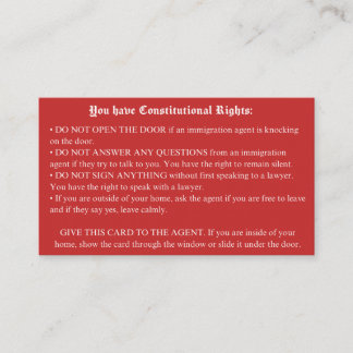 English Red Card- Immigration Rights Card