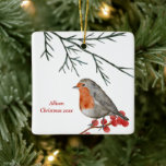 English Redbreast Robin Bird Holiday Christmas Ceramic Ornament<br><div class="desc">This pretty little redbreast English Robin is perched to wish you a happy holiday season. Use this classic design for all your holiday decorating.</div>