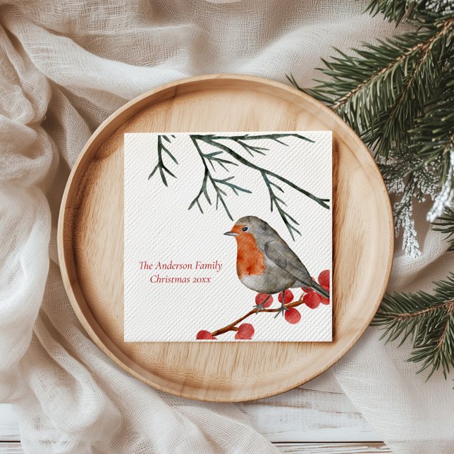 English Redbreast Robin Bird Holiday Christmas Napkin (Creator Uploaded)