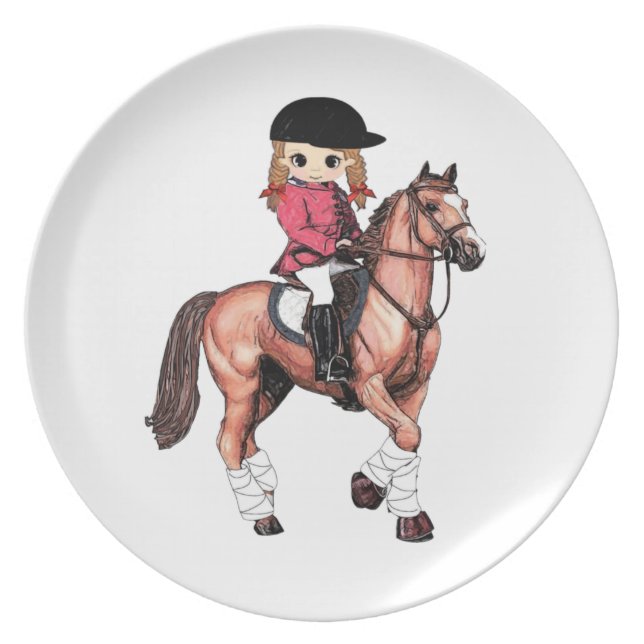 English Riding Girl and Horse Plate (Front)