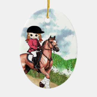 English Riding Girl Ceramic Tree Decoration