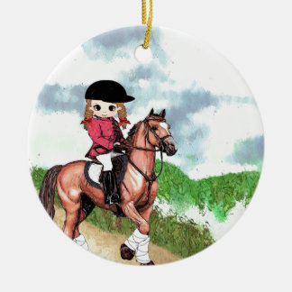 English Riding Girl Ceramic Tree Decoration
