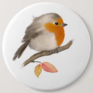 English Robin Bird 6 Cm Round Badge