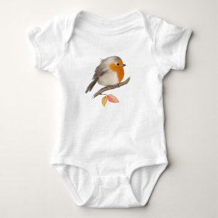 English Robin Bird Baby Bodysuit