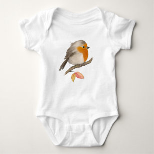 English Robin Bird Baby Bodysuit