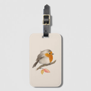 English Robin Bird Luggage Tag
