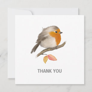 English Robin Bird Thank You Card