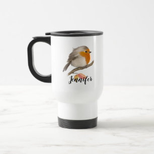 English Robin Bird Travel Mug