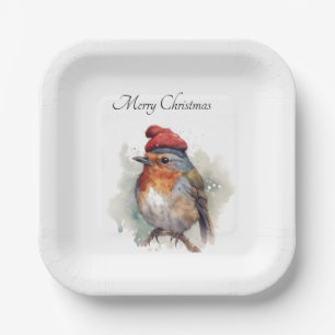 English Robin Christmas Dinner Party Paper Plate