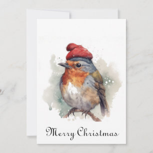 English Robin Christmas Family Greetings Holiday Card
