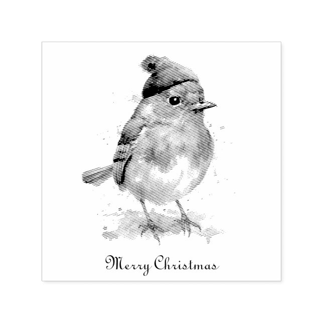 English Robin Christmas Mail Styling Self-inking Stamp (Design)
