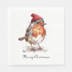 English Robin Christmas Tablescape Charm Napkin