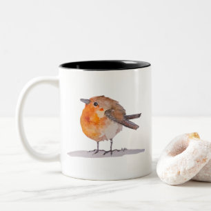 English Robin Watercolour Two-Tone Coffee Mug