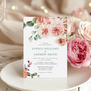 English Rose Bouquet Wedding Invitation