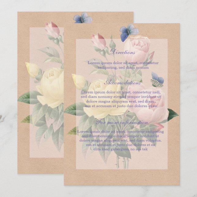 English Rose Garden Wedding Invitation (Front/Back)