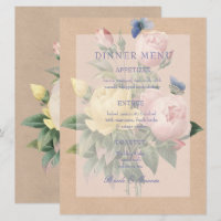 English Rose Garden Wedding Invitation Menu