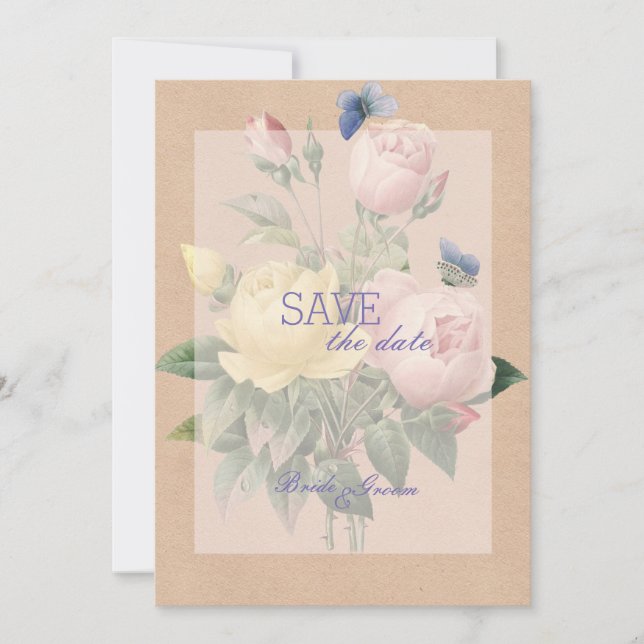 English Rose Garden Wedding SAVE the Date (Front)