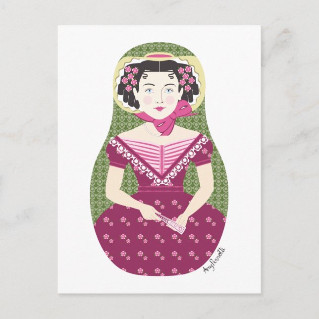 English Rose Matryoshka Postcard (Front)