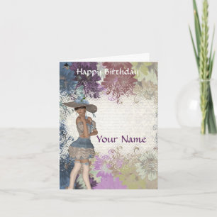 English rose romantic girl birthday card
