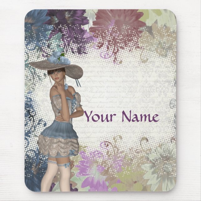 English rose romantic girl mouse mat (Front)