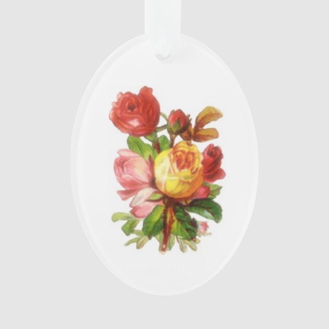 English Rose / Roses Victorian Christmas Ornament (Front)