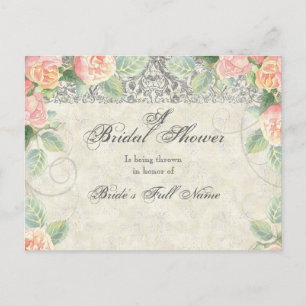 English Rose & Silver Bridal Shower Invitation