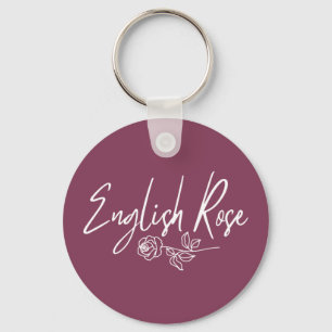 English Rose TYPOGRAPHY HANDWRITTEN STYLE Key Ring