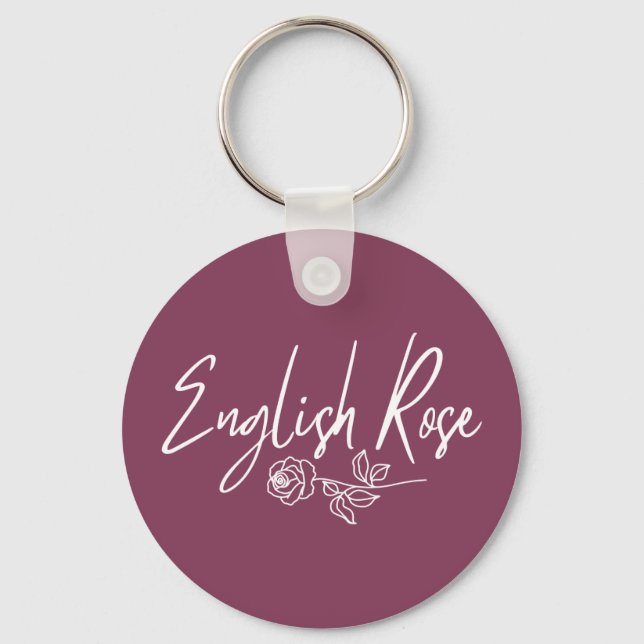 English Rose TYPOGRAPHY HANDWRITTEN STYLE Key Ring (Front)