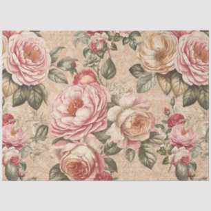 English Roses Tea Party Floral Beige Bridal Shower Tissue Paper