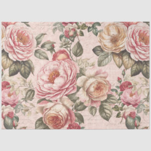 English Roses Tea Party Floral Pink Bridal Shower Tissue Paper