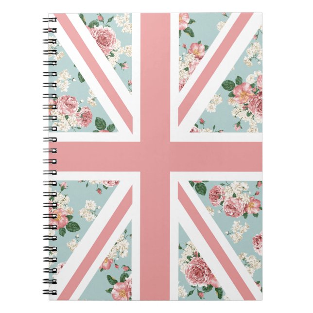 English Roses Union Jack Flag Notebook (Front)