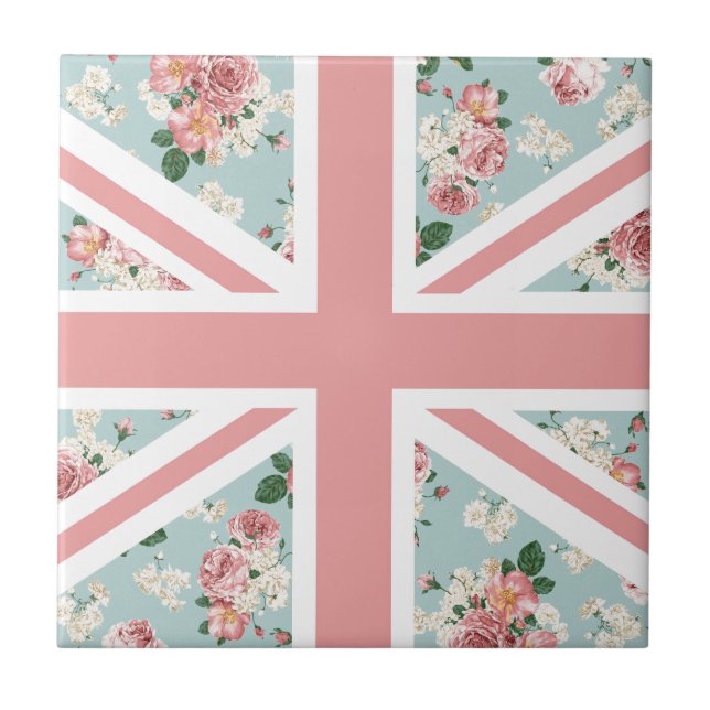 English Roses Union Jack Flag Tile (Front)