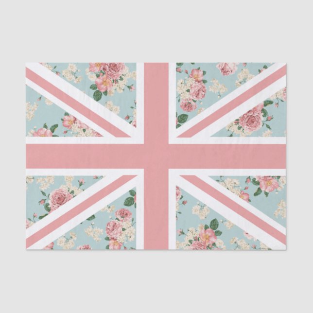 English Roses Union Jack Flag Tissue Paper (Front)