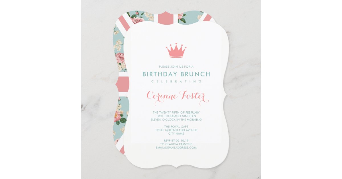 English Roses Union Jack Floral Birthday Invitation Zazzle