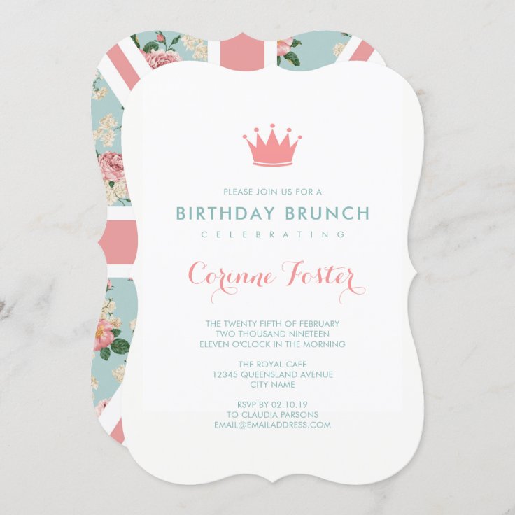 English Roses Union Jack Floral Birthday Invitation Zazzle