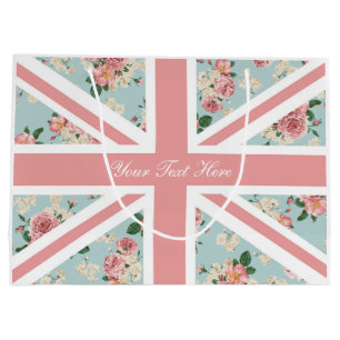 English Roses Union Jack Floral Pattern Large Gift Bag