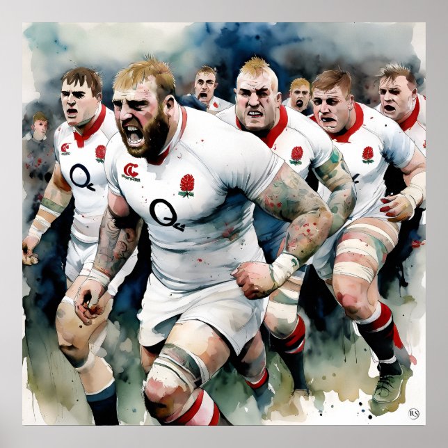 English Rugby Players - Rugby Art Print (Front)