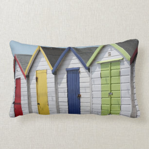 English Seaside Beach Huts Lumbar Cushion