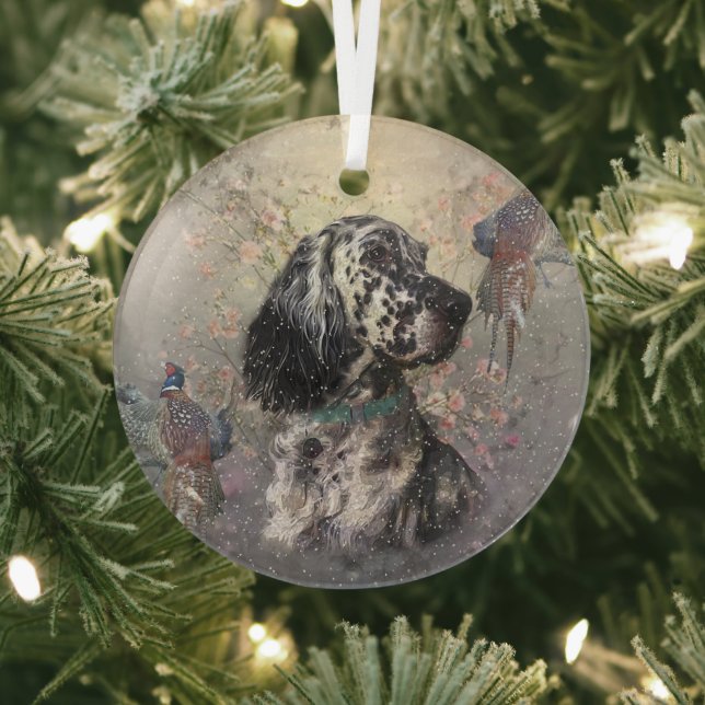 English  setter  art     glass tree decoration (Insitu)