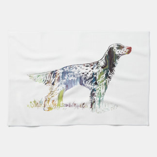 English setter art tea towel