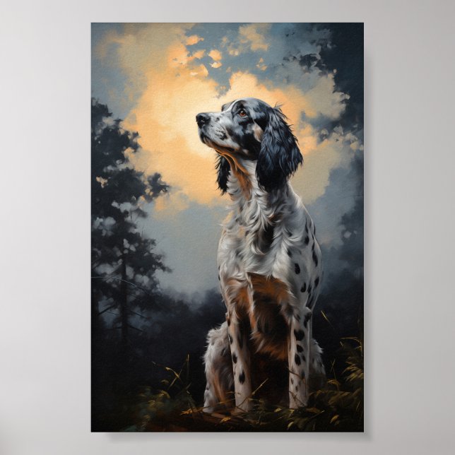 English Setter at night Poster (Front)