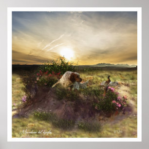 English Setter , bird hunting  Poster