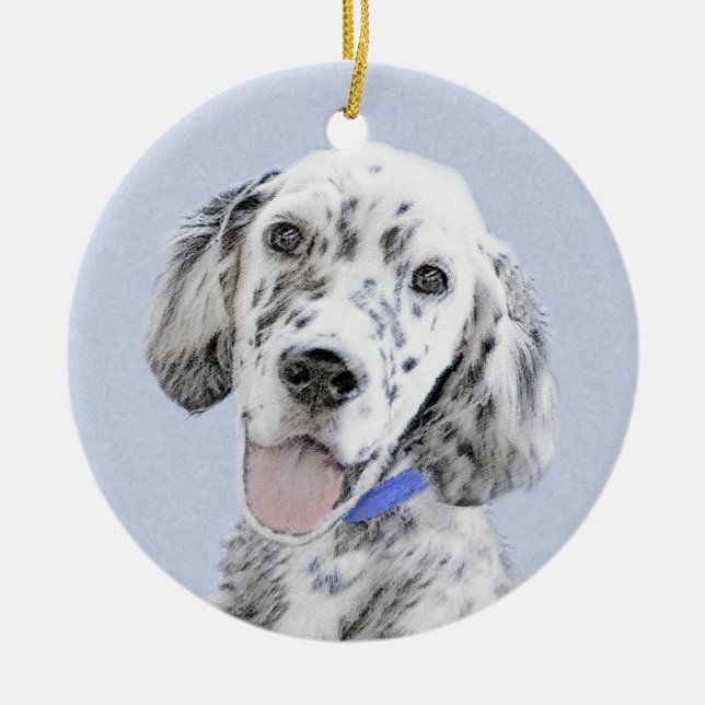 English Setter Blue Belton Painting Dog Art Ceramic Tree Decoration (Front)