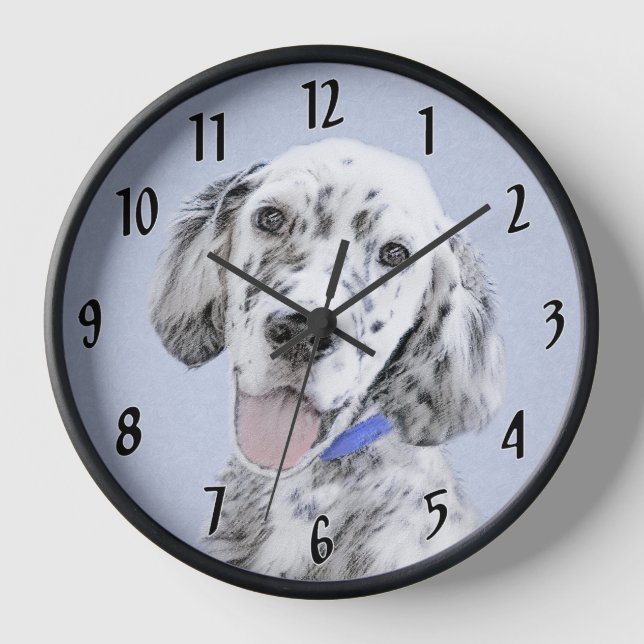 English Setter Blue Belton Painting Dog Art Clock (Front)